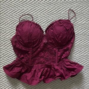 MARBLE Purple Bra with Underwire Support and Peplum Ruffle